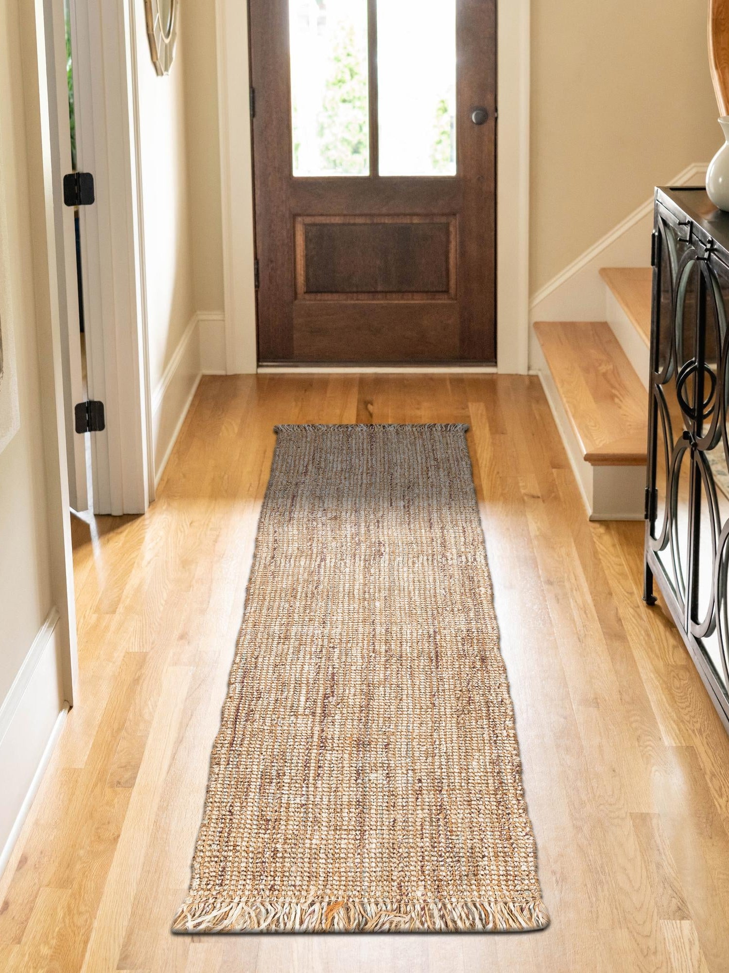 Natural 2' 7 x 12' Chunky Jute Runner Area Rug 100% All Natural Jute Sustainable Eco-Friendly Carpet Mat for Natural Interior Design Homes for Sale at Rug Engine