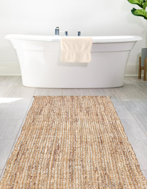 Natural 2' x 6' 1 Chunky Jute Runner Area Rug 100% All Natural Jute Sustainable Eco-Friendly Carpet Mat for Natural Interior Design Homes for Sale at Rug Engine