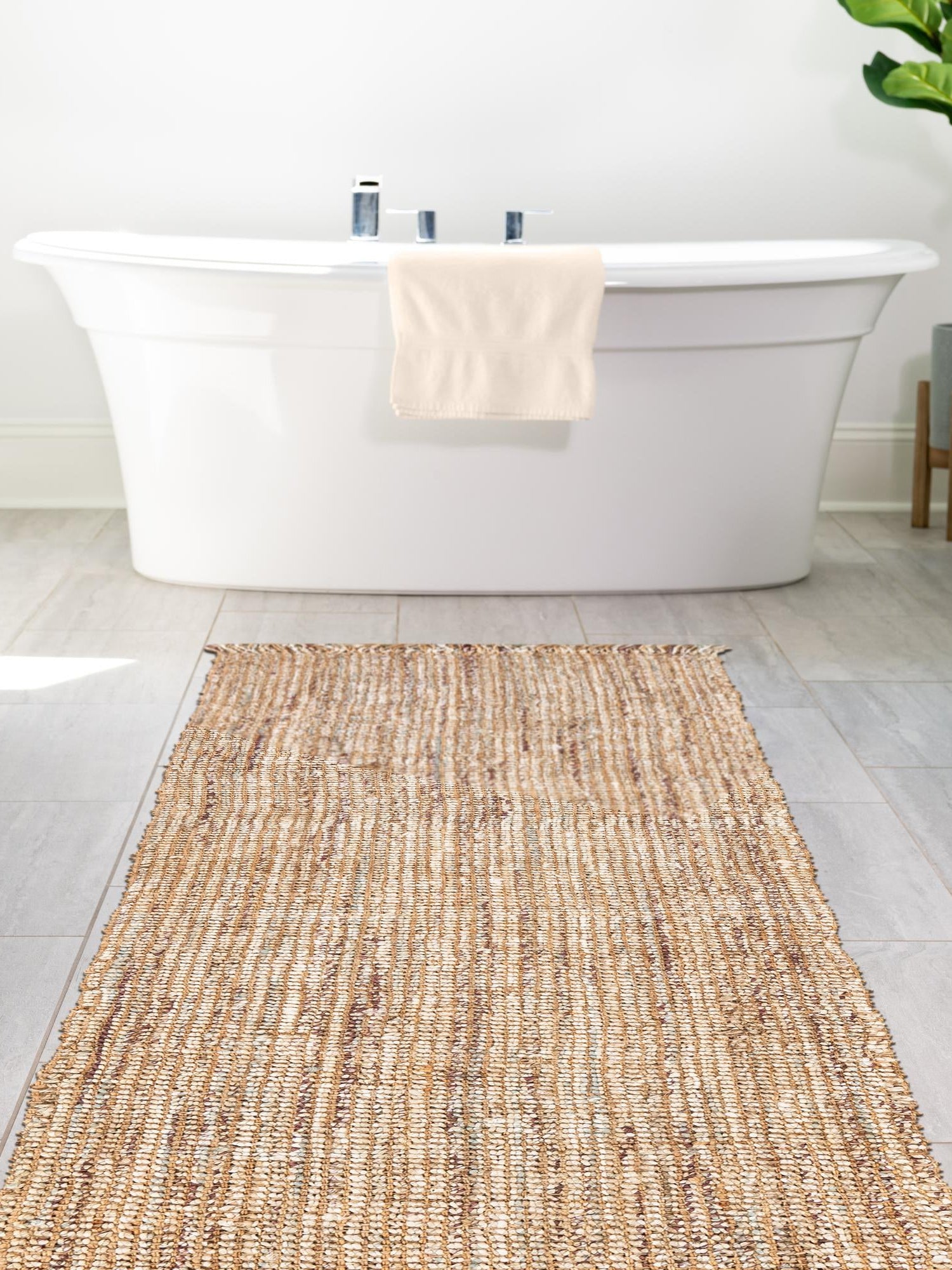 Natural 2' x 8' Chunky Jute Runner Area Rug 100% All Natural Jute Sustainable Eco-Friendly Carpet Mat for Natural Interior Design Homes for Sale at Rug Engine