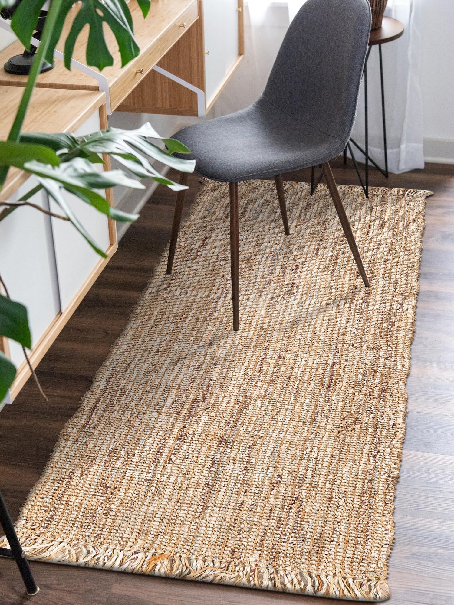 Natural 2' x 6' 1 Chunky Jute Runner Area Rug 100% All Natural Jute Sustainable Eco-Friendly Carpet Mat for Natural Interior Design Homes for Sale at Rug Engine