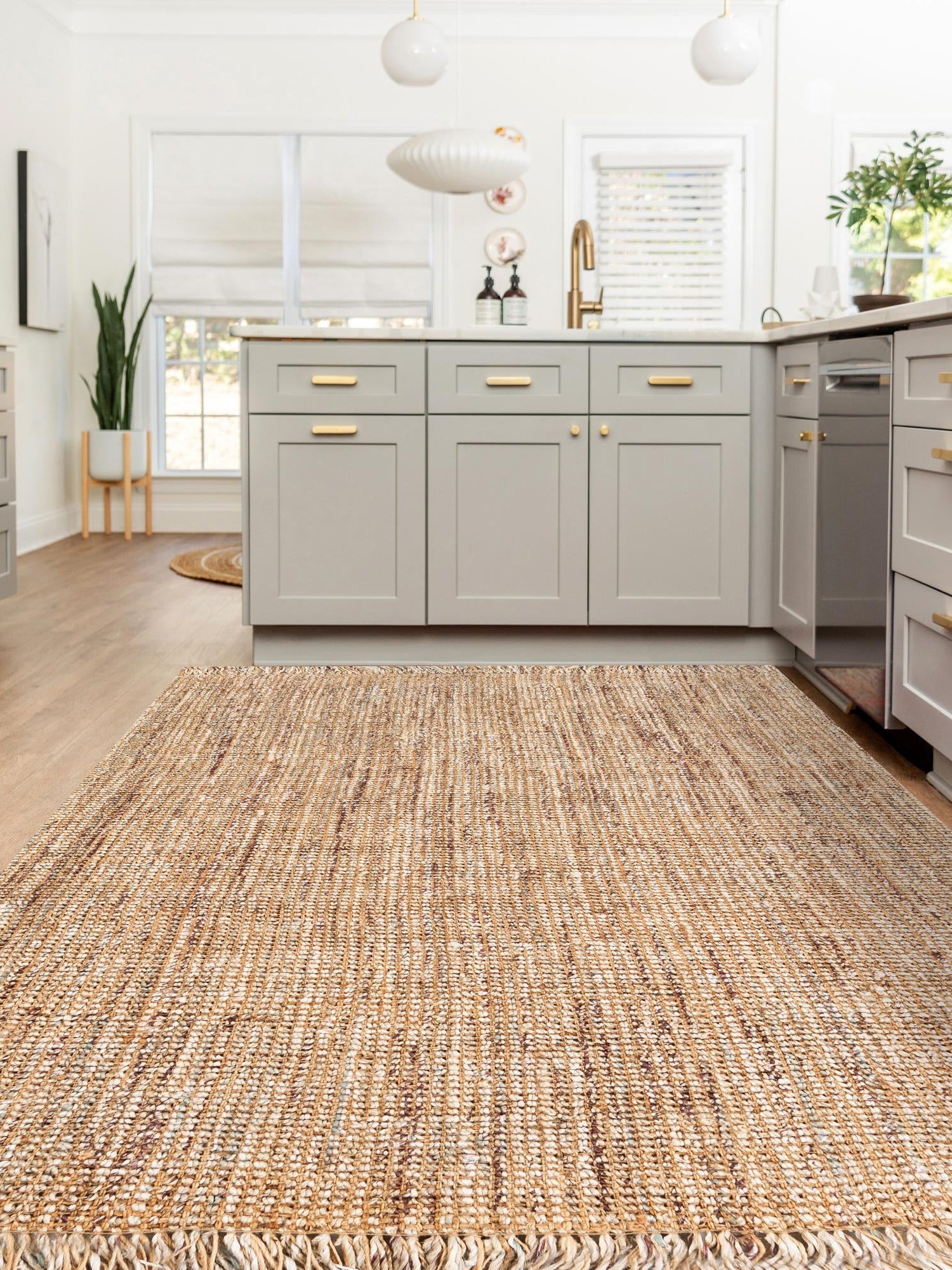 Natural 3' 1 x 5' 1 Chunky Jute Rectangle Area Rug 100% All Natural Jute Sustainable Eco-Friendly Carpet Mat for Natural Interior Design Homes for Sale at Rug Engine