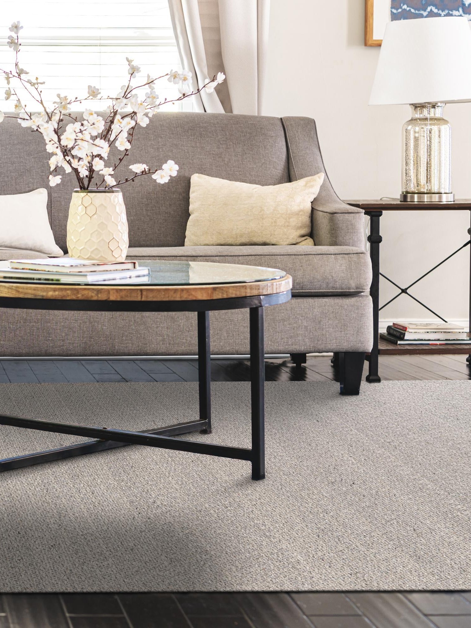 Gray 5' 1 x 8' Lattice Wool Rectangle Area Rug All Natural Hand Woven Geometric Wool Carpet for Living, Dining, Office, Dorm Room Indoor Decor for Sale at Rug Engine