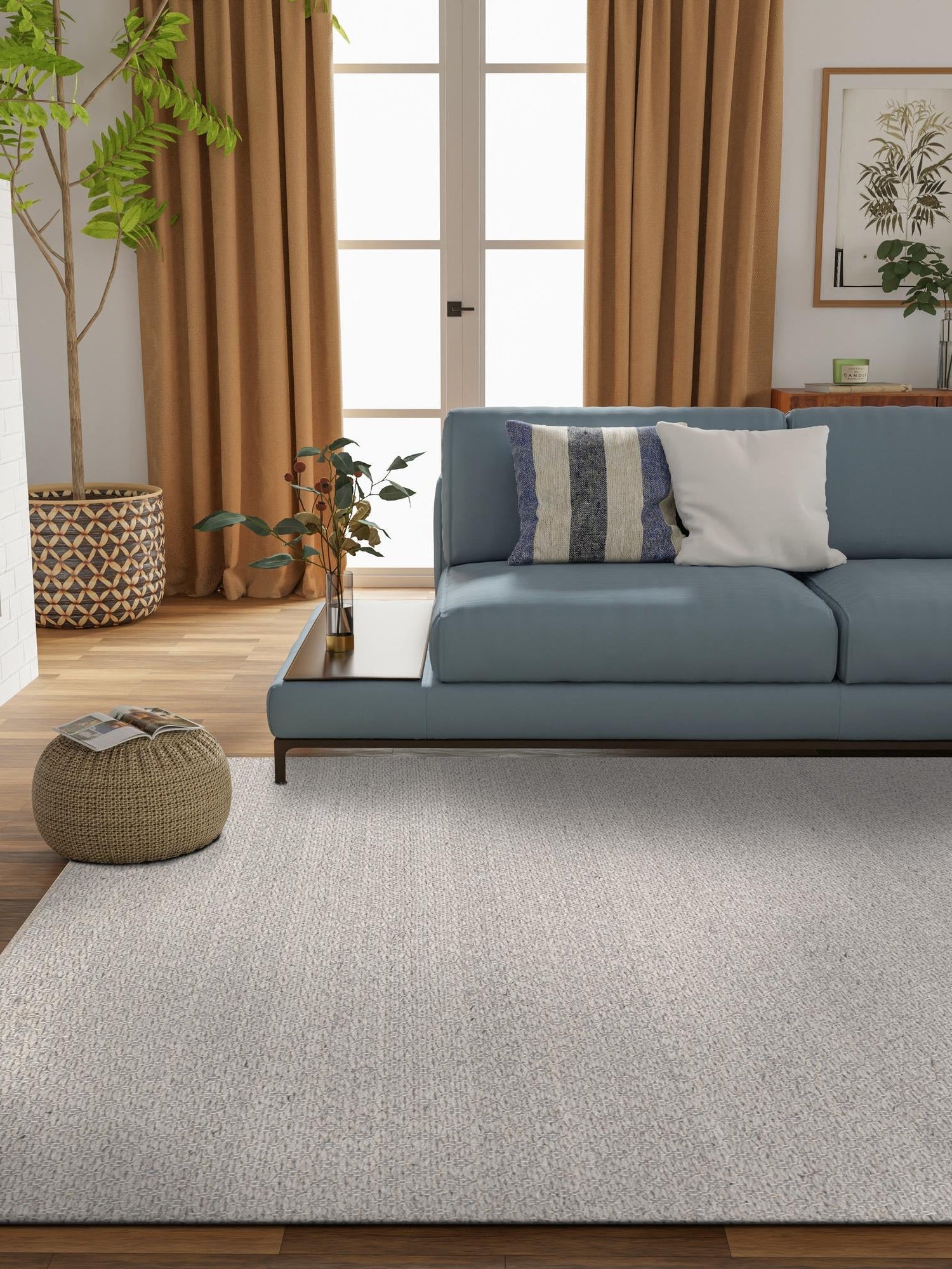 Gray 5' 1 x 8' Lattice Wool Rectangle Area Rug All Natural Hand Woven Geometric Wool Carpet for Living, Dining, Office, Dorm Room Indoor Decor for Sale at Rug Engine