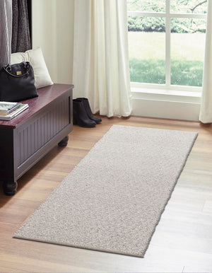 Gray 2' x 4' 1 Lattice Wool Runner Area Rug All Natural Hand Woven Geometric Wool Carpet for Living, Dining, Office, Dorm Room Indoor Decor for Sale at Rug Engine