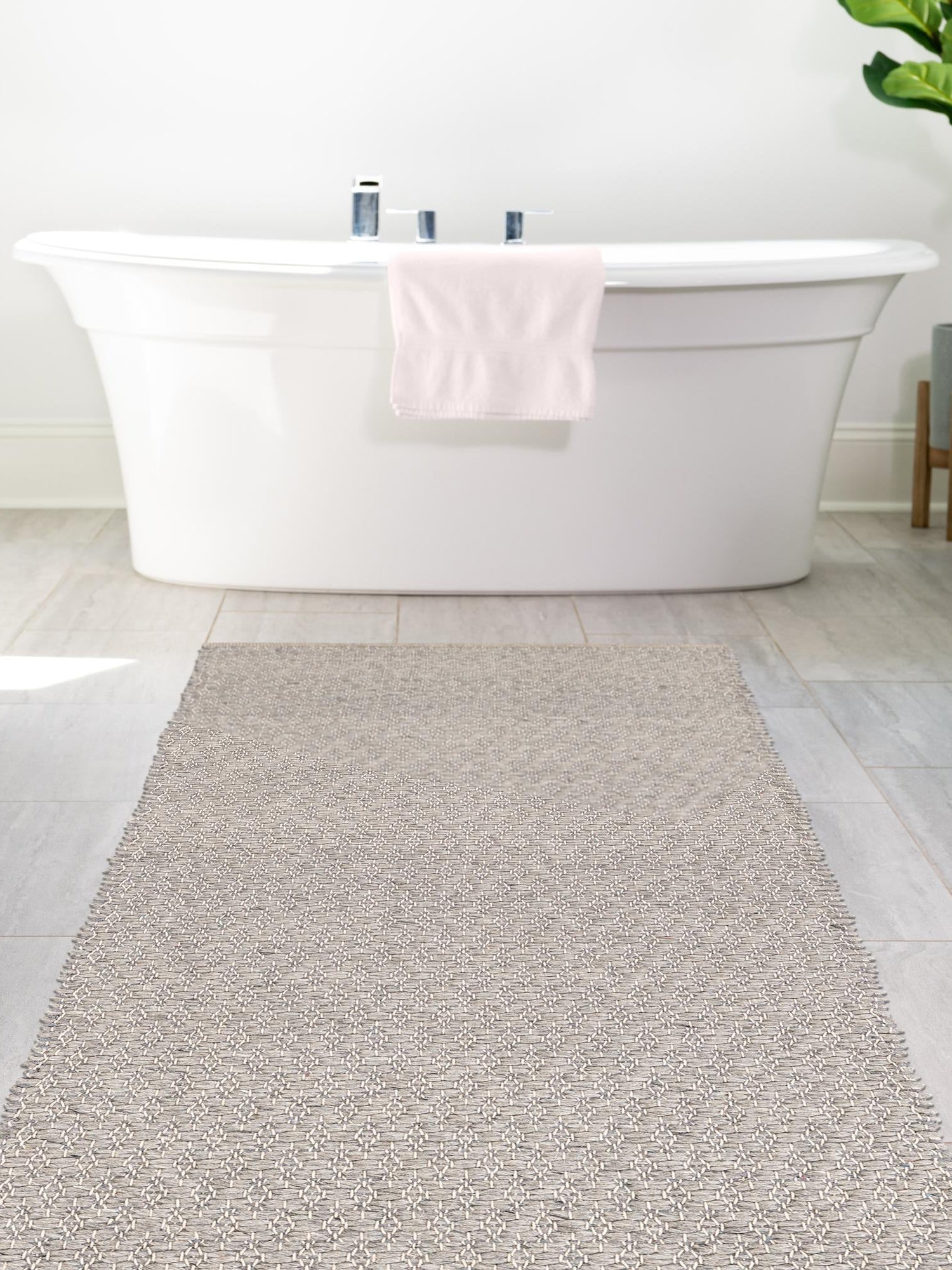 Gray 3' 3 x 14' 1 Lattice Wool Runner Area Rug All Natural Hand Woven Geometric Wool Carpet for Living, Dining, Office, Dorm Room Indoor Decor for Sale at Rug Engine