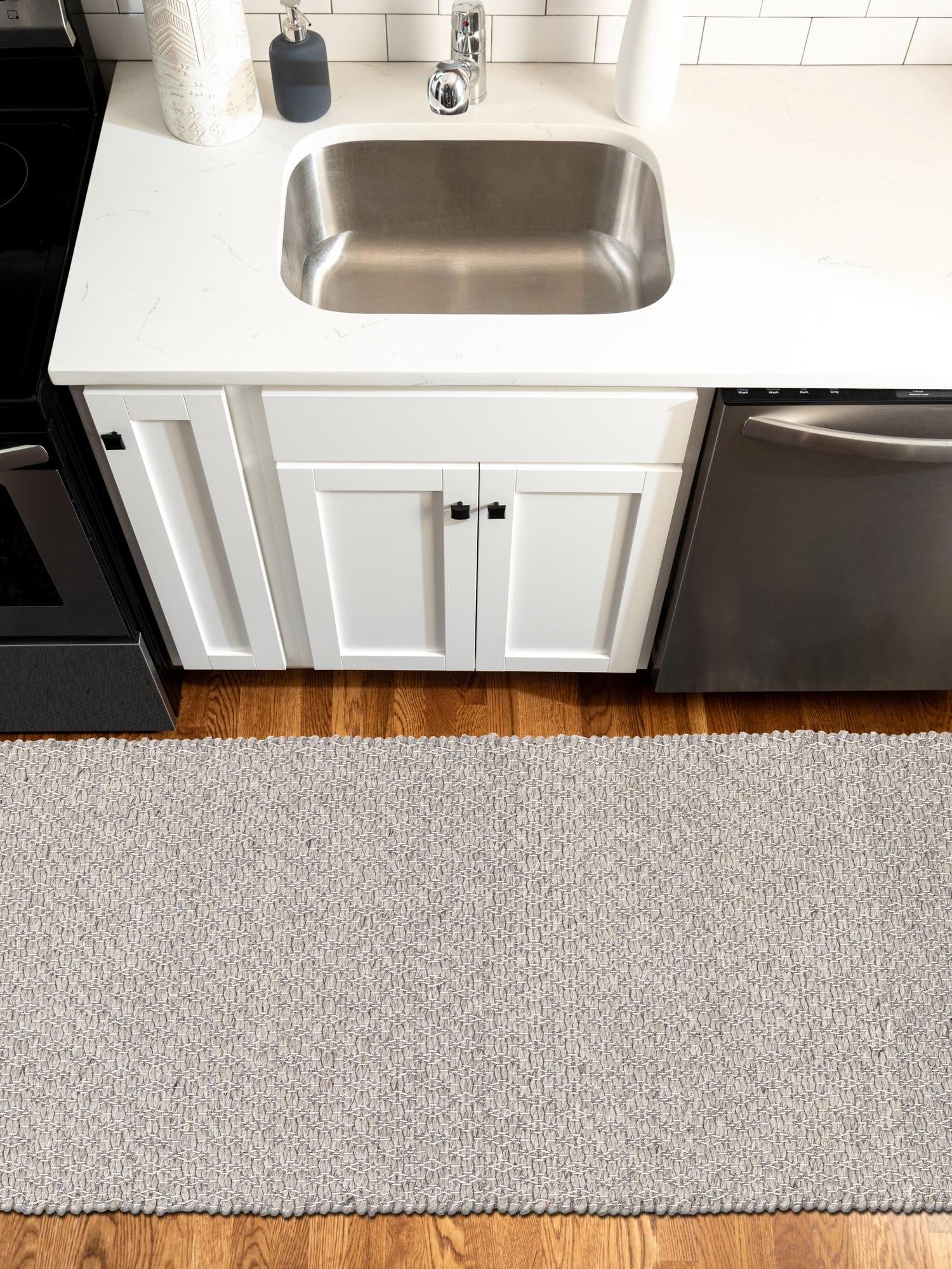 Gray 3' 3 x 14' 1 Lattice Wool Runner Area Rug All Natural Hand Woven Geometric Wool Carpet for Living, Dining, Office, Dorm Room Indoor Decor for Sale at Rug Engine
