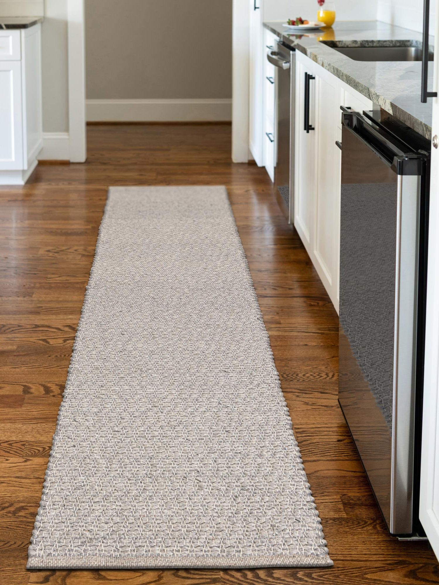 Gray 2' x 8' Lattice Wool Runner Area Rug All Natural Hand Woven Geometric Wool Carpet for Living, Dining, Office, Dorm Room Indoor Decor for Sale at Rug Engine