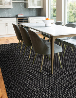 Black 2' 2 x 3' 1 Lattice Wool Rectangle Area Rug All Natural Hand Woven Geometric Wool Carpet for Living, Dining, Office, Dorm Room Indoor Decor for Sale at Rug Engine