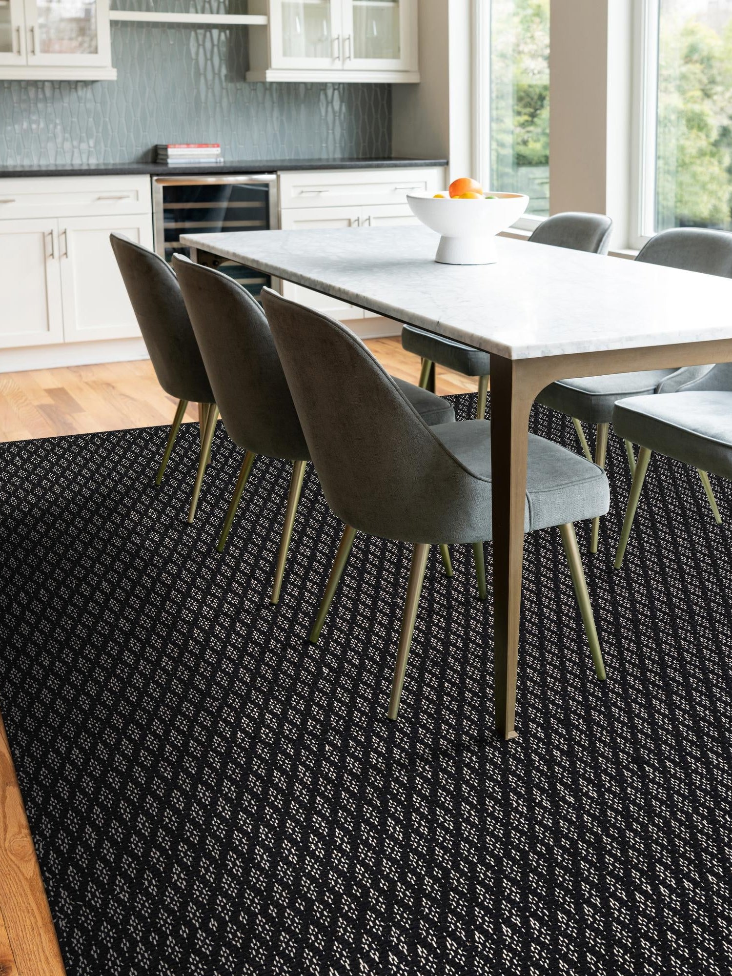 Black 6' 1 x 9' Lattice Wool Rectangle Area Rug All Natural Hand Woven Geometric Wool Carpet for Living, Dining, Office, Dorm Room Indoor Decor for Sale at Rug Engine