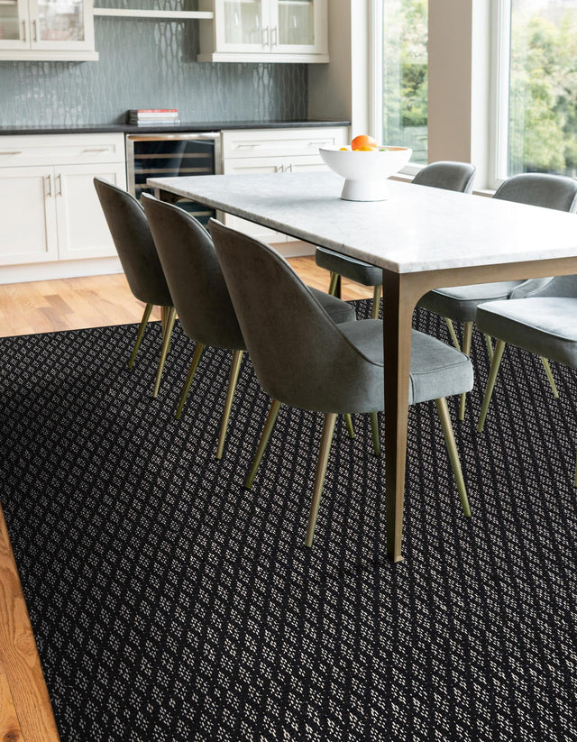 Black 9' x 12' Lattice Wool Rectangle Area Rug All Natural Hand Woven Geometric Wool Carpet for Living, Dining, Office, Dorm Room Indoor Decor for Sale at Rug Engine