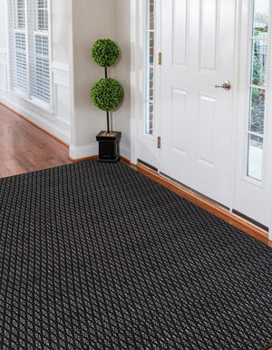 Black 5' 1 x 8' Lattice Wool Rectangle Area Rug All Natural Hand Woven Geometric Wool Carpet for Living, Dining, Office, Dorm Room Indoor Decor for Sale at Rug Engine