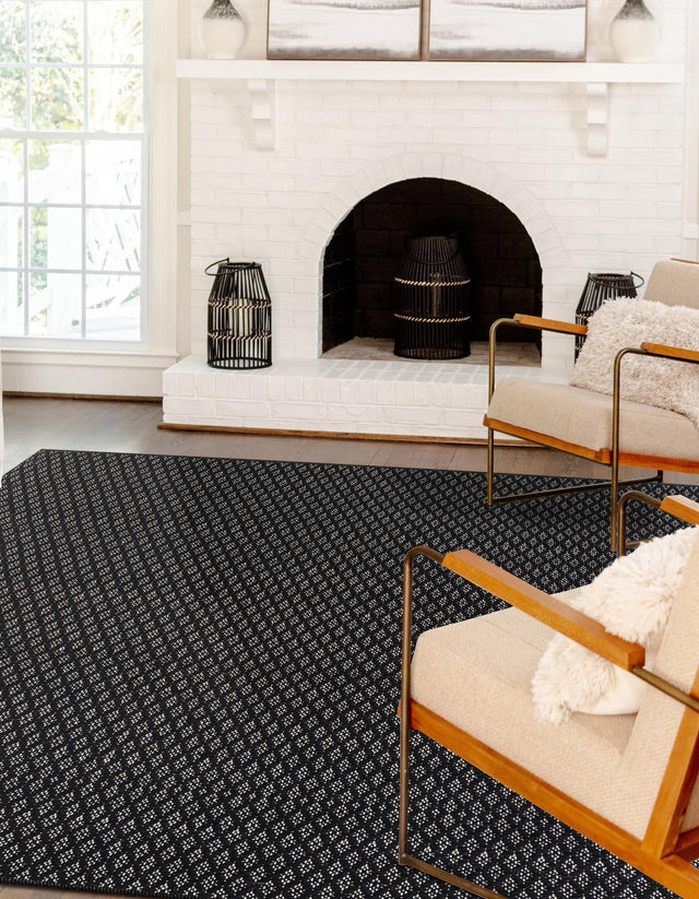 Black 10' x 14' 1 Lattice Wool Rectangle Area Rug All Natural Hand Woven Geometric Wool Carpet for Living, Dining, Office, Dorm Room Indoor Decor for Sale at Rug Engine