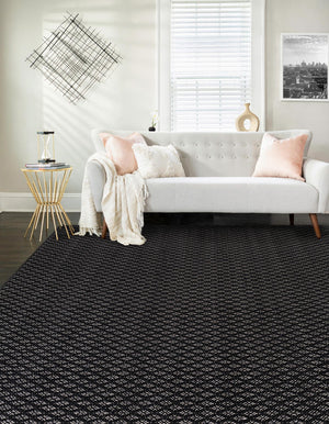 Black 3' 3 x 5' 3 Lattice Wool Rectangle Area Rug All Natural Hand Woven Geometric Wool Carpet for Living, Dining, Office, Dorm Room Indoor Decor for Sale at Rug Engine