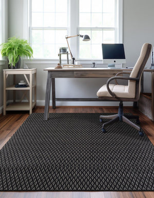 Black 7' 10 x 10' Lattice Wool Rectangle Area Rug All Natural Hand Woven Geometric Wool Carpet for Living, Dining, Office, Dorm Room Indoor Decor for Sale at Rug Engine