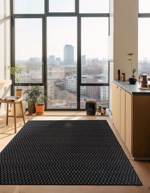 Black 2' 2 x 3' 1 Lattice Wool Rectangle Area Rug All Natural Hand Woven Geometric Wool Carpet for Living, Dining, Office, Dorm Room Indoor Decor for Sale at Rug Engine