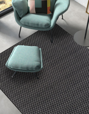 Black 7' 10 x 10' Lattice Wool Rectangle Area Rug All Natural Hand Woven Geometric Wool Carpet for Living, Dining, Office, Dorm Room Indoor Decor for Sale at Rug Engine