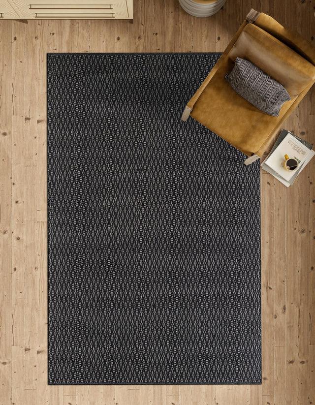 Black 9' x 12' Lattice Wool Rectangle Area Rug All Natural Hand Woven Geometric Wool Carpet for Living, Dining, Office, Dorm Room Indoor Decor for Sale at Rug Engine