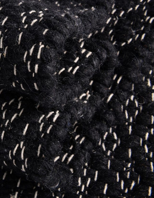 Black 7' 10 x 7' 10 Lattice Wool Square Area Rug All Natural Hand Woven Geometric Wool Carpet for Living, Dining, Office, Dorm Room Indoor Decor for Sale at Rug Engine
