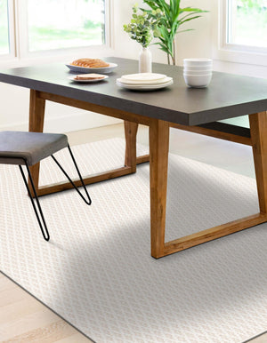 Ivory 9' x 12' Lattice Wool Rectangle Area Rug All Natural Hand Woven Geometric Wool Carpet for Living, Dining, Office, Dorm Room Indoor Decor for Sale at Rug Engine
