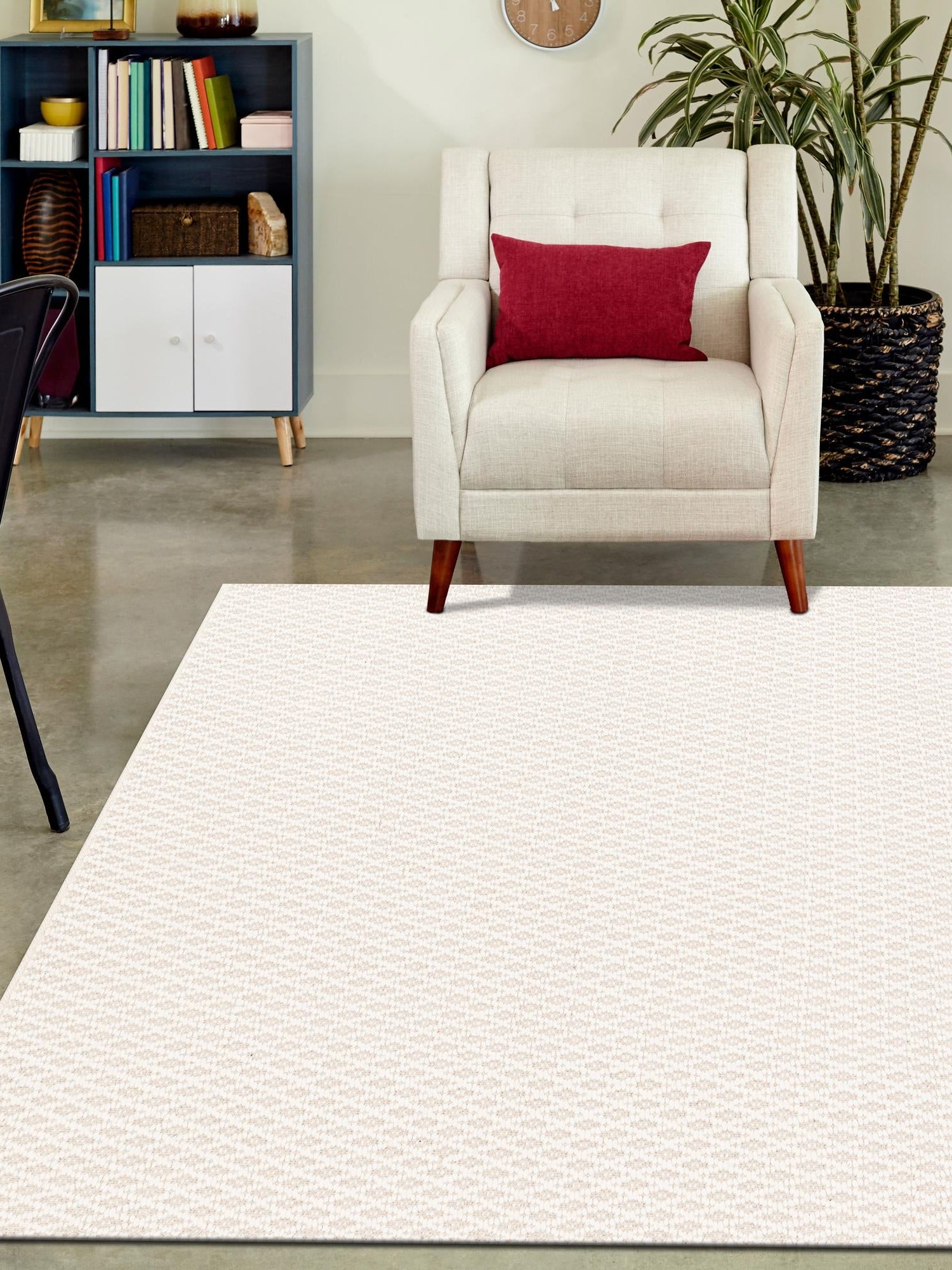 Ivory 10' x 14' 1 Lattice Wool Rectangle Area Rug All Natural Hand Woven Geometric Wool Carpet for Living, Dining, Office, Dorm Room Indoor Decor for Sale at Rug Engine