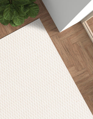 Ivory 10' x 14' 1 Lattice Wool Rectangle Area Rug All Natural Hand Woven Geometric Wool Carpet for Living, Dining, Office, Dorm Room Indoor Decor for Sale at Rug Engine