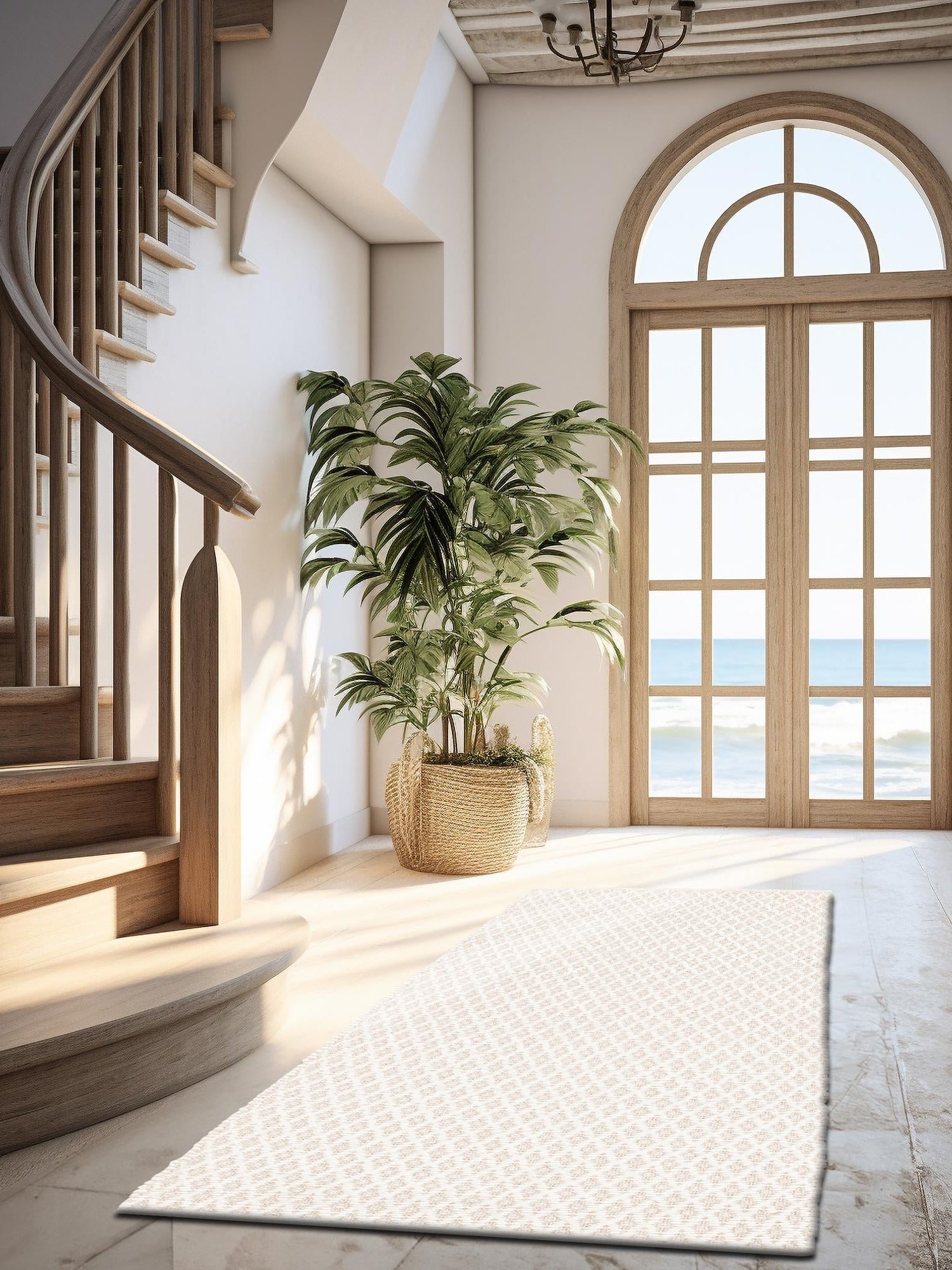 Ivory 3' 3 x 12' Lattice Wool Runner Area Rug All Natural Hand Woven Geometric Wool Carpet for Living, Dining, Office, Dorm Room Indoor Decor for Sale at Rug Engine