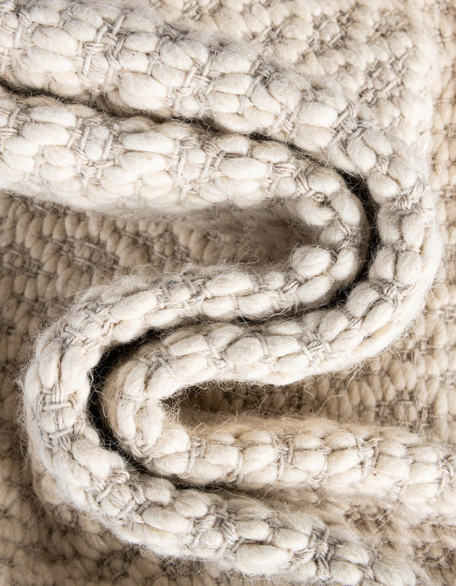 Ivory 7' 10 x 7' 10 Lattice Wool Square Area Rug All Natural Hand Woven Geometric Wool Carpet for Living, Dining, Office, Dorm Room Indoor Decor for Sale at Rug Engine