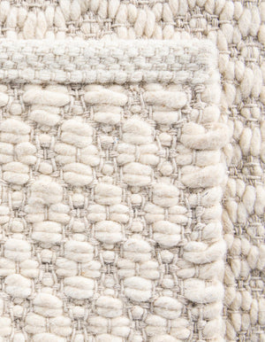 Ivory 7' 10 x 7' 10 Lattice Wool Square Area Rug All Natural Hand Woven Geometric Wool Carpet for Living, Dining, Office, Dorm Room Indoor Decor for Sale at Rug Engine