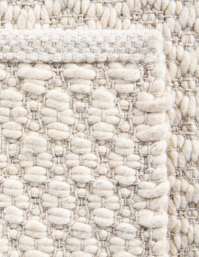 Ivory 7' 10 x 7' 10 Lattice Wool Square Area Rug All Natural Hand Woven Geometric Wool Carpet for Living, Dining, Office, Dorm Room Indoor Decor for Sale at Rug Engine