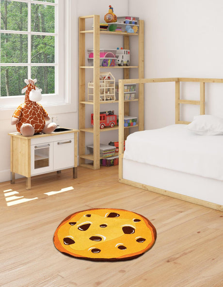 Light Brown 8' x 8' Playtime Kids Wool Round Rug