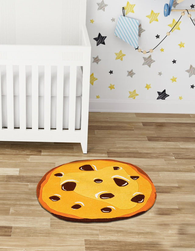 Light Brown 8' x 8' Playtime Kids Wool Round Rug