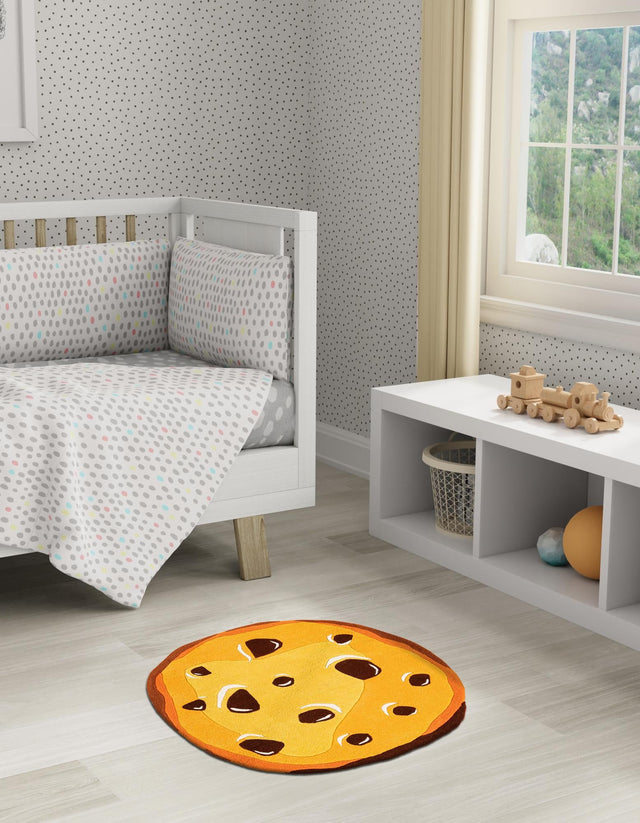 Light Brown 8' x 8' Playtime Kids Wool Round Rug