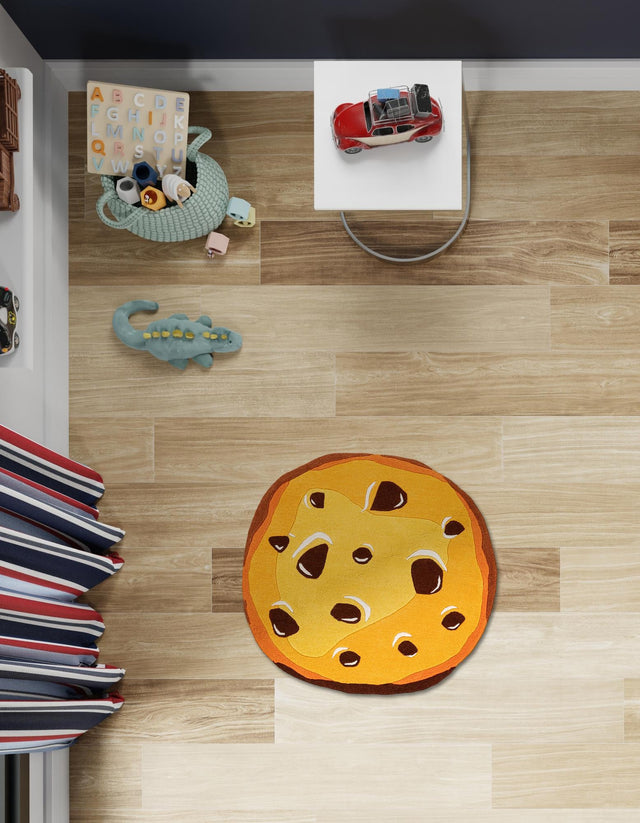 Light Brown 2' x 2' Playtime Kids Wool Round Rug