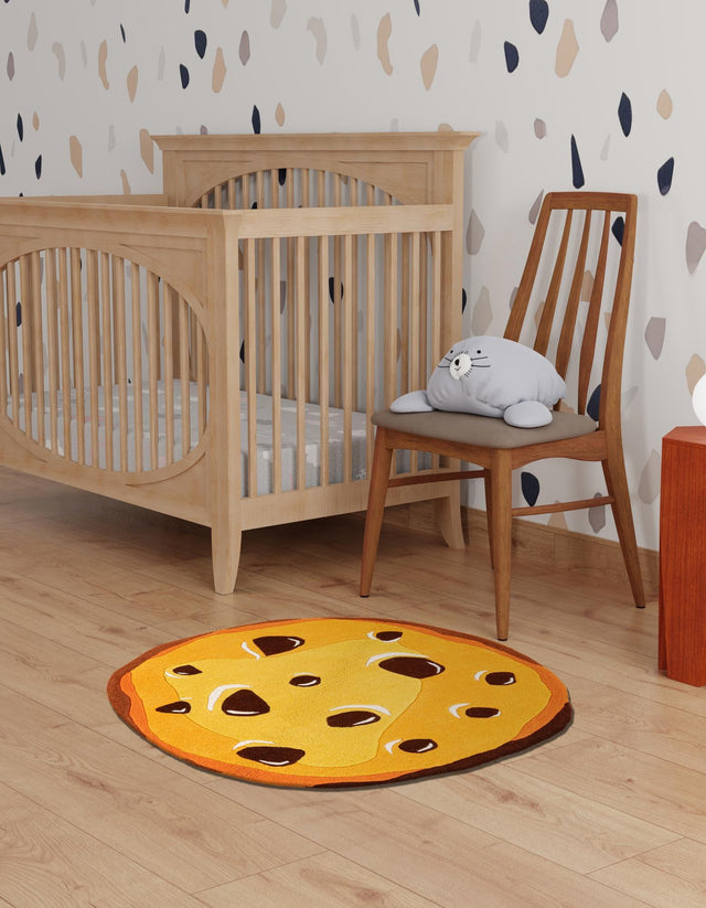 Light Brown 4' 1 x 4' 1 Playtime Kids Wool Round Rug