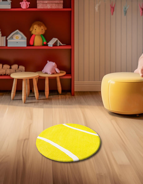 Yellow 2' x 2' Playtime Kids Wool Round Rug