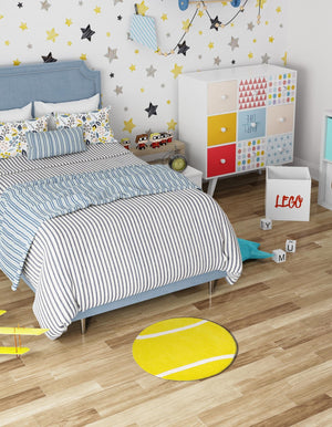 Yellow 5' 1 x 5' 1 Playtime Kids Wool Freeform Area Rug for Baby Nursery, Toddler Playroom, Bedrooms