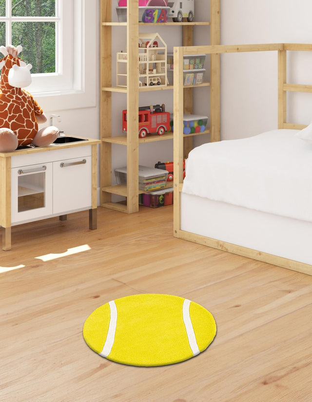 Yellow 2' x 2' Playtime Kids Wool Round Rug
