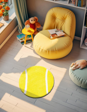 Yellow 8' x 8' Playtime Kids Wool Round Rug
