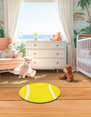Yellow 8' x 8' Playtime Kids Wool Round Rug