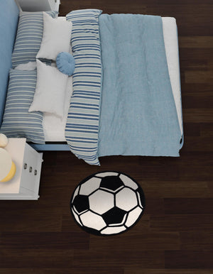 Black and White 8' x 8' Playtime Kids Wool Round Rug