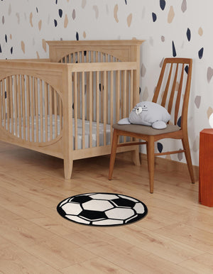 Black and White 5' 1 x 5' 1 Playtime Kids Wool Freeform Area Rug for Baby Nursery, Toddler Playroom, Bedrooms