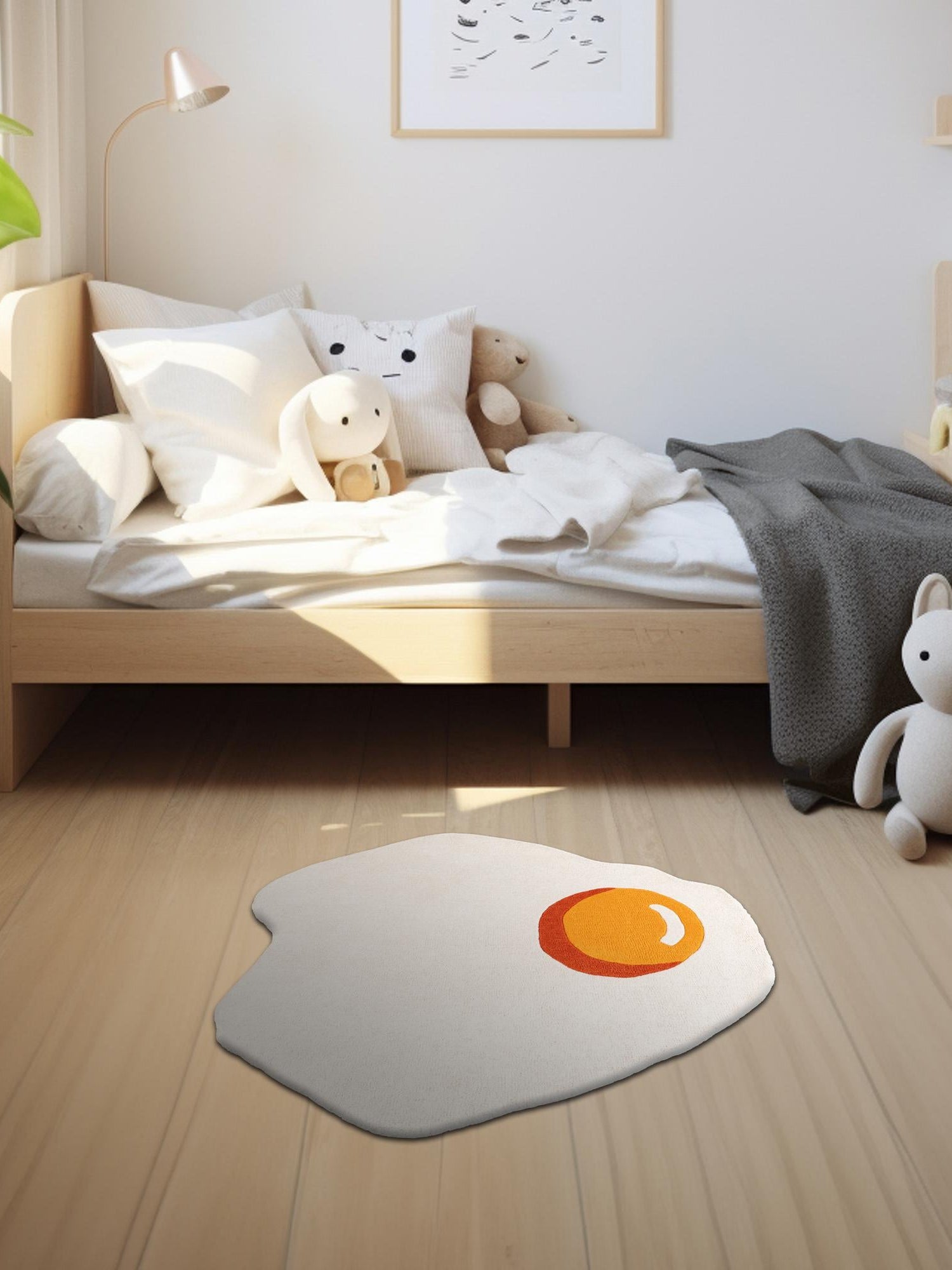 White 5' 1 x 5' 1 Playtime Kids Wool Freeform Area Rug for Baby Nursery, Toddler Playroom,  Bedrooms Hand Tufted High Quality Dense  Wool Pile Natural Carpet for Sale at Rug Engine