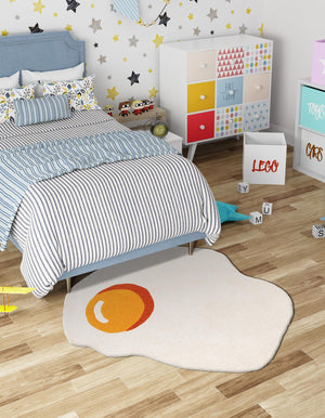 White 4' 1 x 4' 1 Playtime Kids Wool Round Rug