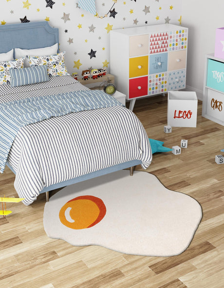 White 6' 1 x 6' 1 Playtime Kids Wool Freeform Area Rug for Baby Nursery, Toddler Playroom,  Bedrooms Hand Tufted High Quality Dense  Wool Pile Natural Carpet for Sale at Rug Engine