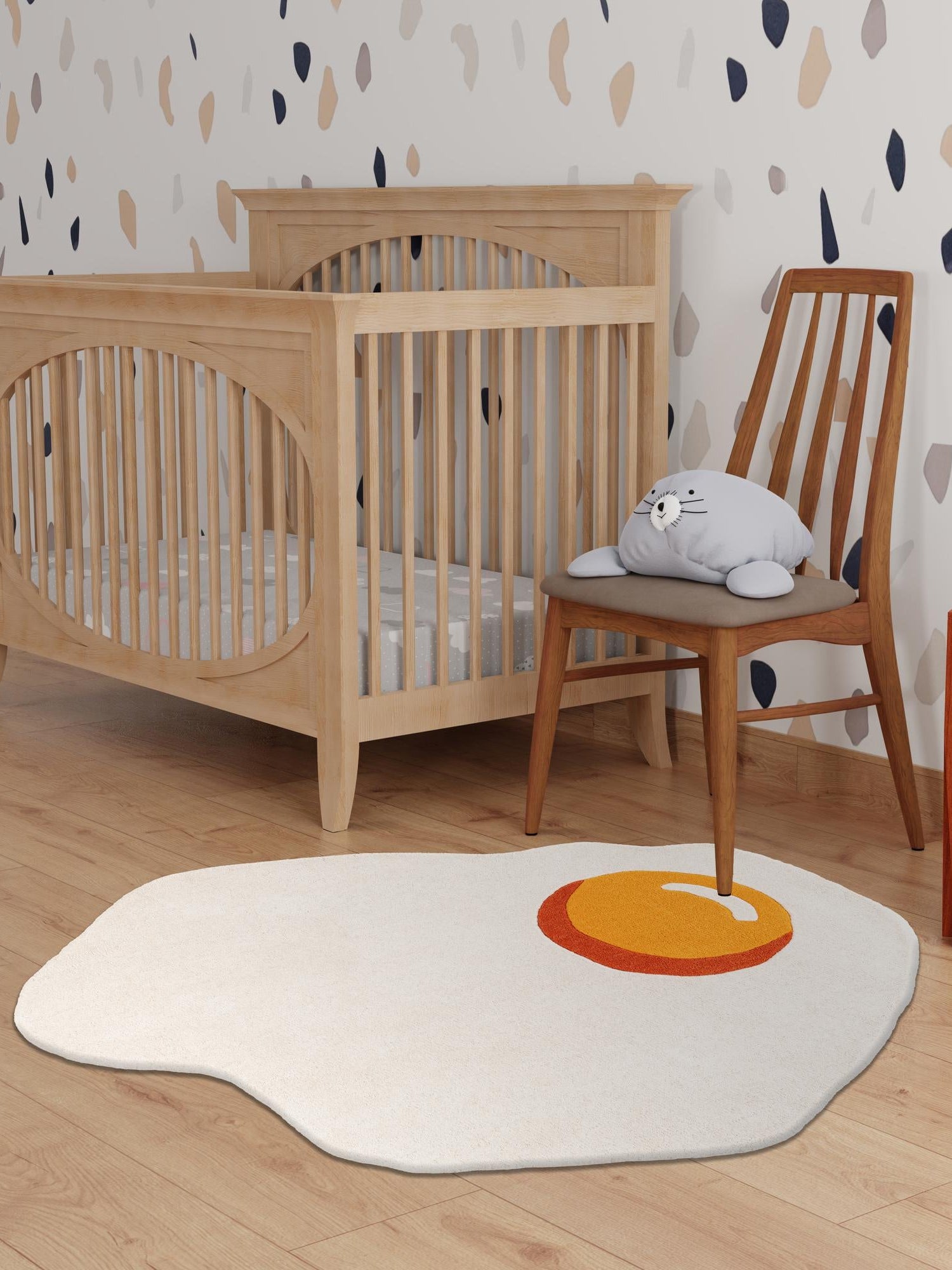 White 5' 1 x 5' 1 Playtime Kids Wool Freeform Area Rug for Baby Nursery, Toddler Playroom,  Bedrooms Hand Tufted High Quality Dense  Wool Pile Natural Carpet for Sale at Rug Engine