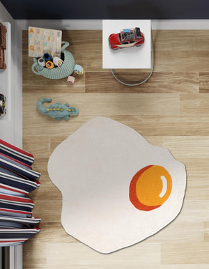 White 4' 1 x 4' 1 Playtime Kids Wool Round Rug