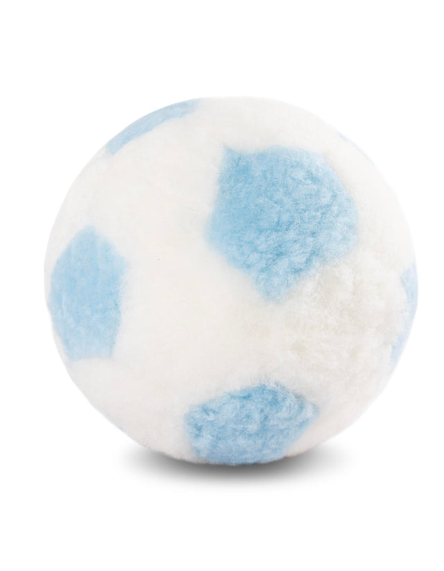 Hand Made 100% Lambskin Light Blue & White 0' 7 x 0' 7 Soccer Ball Accent Luxury Throw Pillow Sports Ball for Unique Modern Interior Design for Sale at Rug Engine