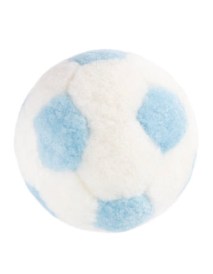 Hand Made 100% Lambskin Light Blue & White 0' 7 x 0' 7 Soccer Ball Accent Luxury Throw Pillow Sports Ball for Unique Modern Interior Design for Sale at Rug Engine