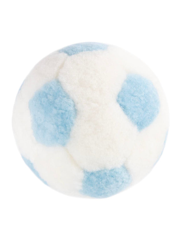 Hand Made 100% Lambskin Light Blue & White 0' 7 x 0' 7 Soccer Ball Accent Luxury Throw Pillow Sports Ball for Unique Modern Interior Design for Sale at Rug Engine