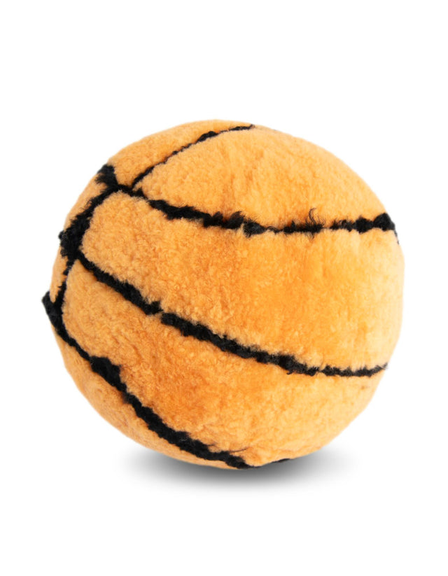 Hand Made 100% Lambskin Orange 0' 8 x 0' 8 Basketball Accent Luxury Throw Pillow Sports Ball for Unique Modern Interior Design for Sale at Rug Engine